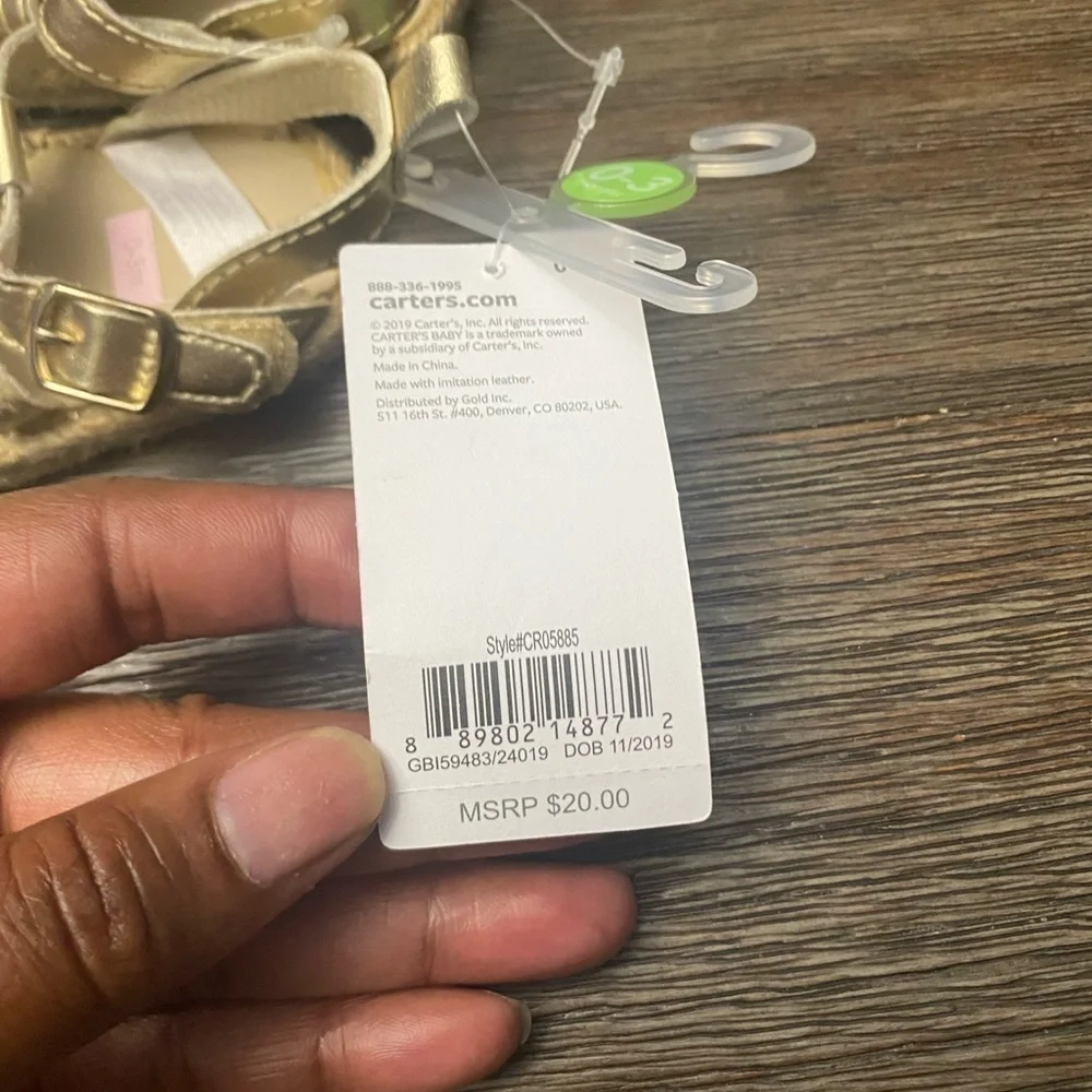 Carter's Metallic Sandals Gold Age-0-3 Months-CR05885 NWT